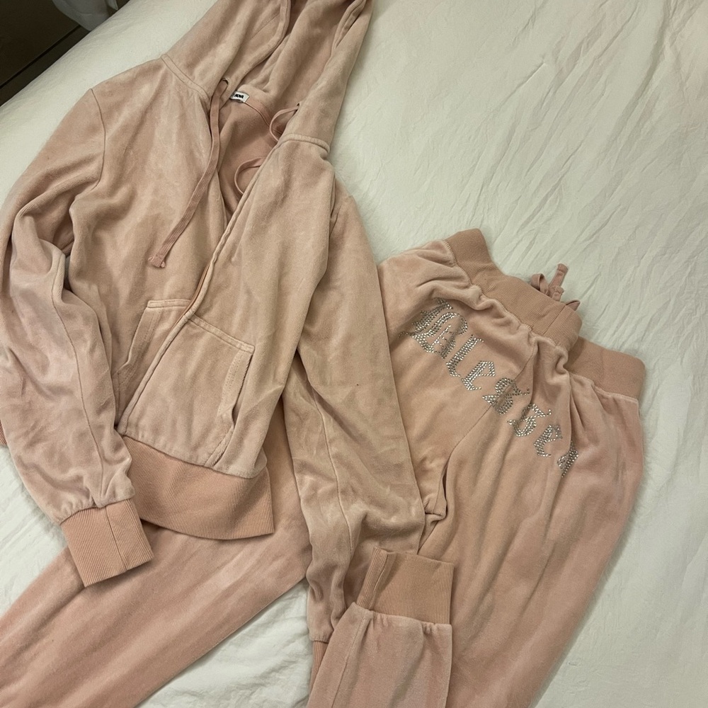 Fashion Nova Blush Velour Hoodie Set